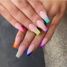 Colorful French Tip Acrylic Nails