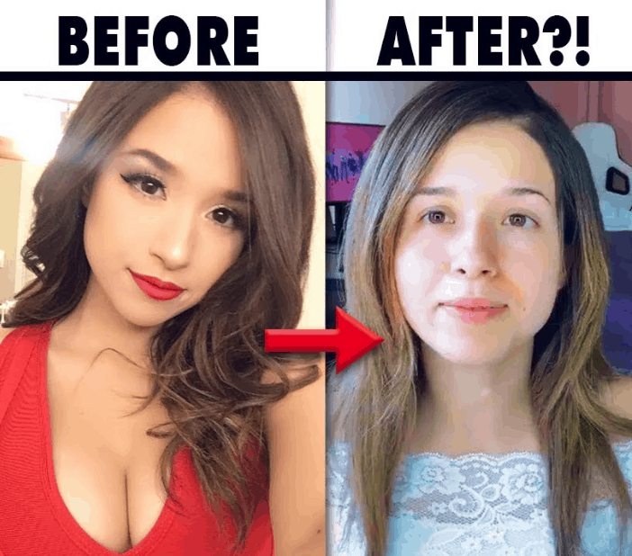 pokimane with or without makeup